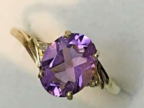 New Amethyst and Diamond Yellow Gold Ring