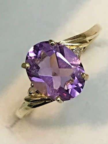 New Amethyst and Diamond Yellow Gold Ring