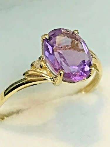 New Amethyst and Diamond Yellow Gold Ring