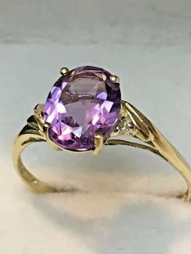 New Amethyst and Diamond Yellow Gold Ring
