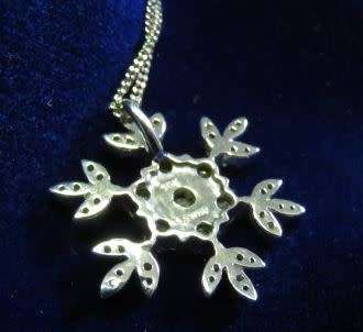 Solid 10kt White Gold Snowflake Diamond Pendant
