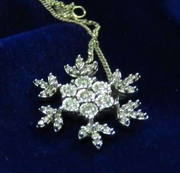 Solid 10kt White Gold Snowflake Diamond Pendant
