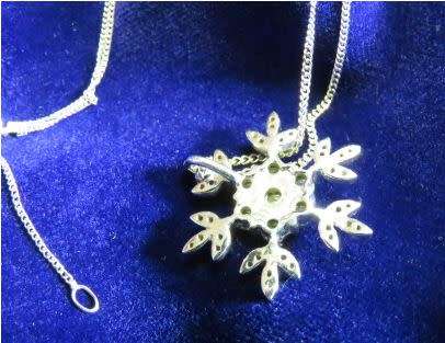 Solid 10kt White Gold Snowflake Diamond Pendant