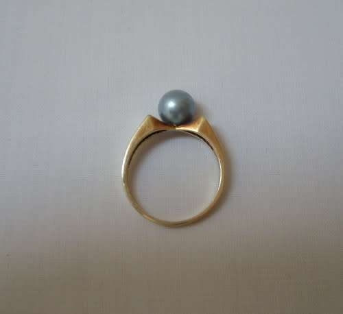 Vintage 14ct Gold Cultured Pearl Ring c1970's