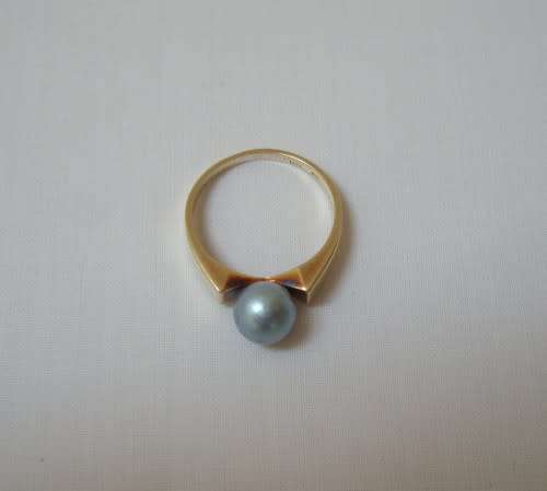 Vintage 14ct Gold Cultured Pearl Ring c1970's