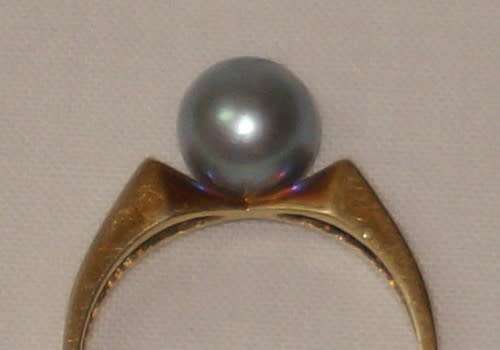 Vintage 14ct Gold Cultured Pearl Ring c1970's