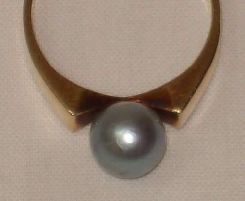 Vintage 14ct Gold Cultured Pearl Ring c1970's