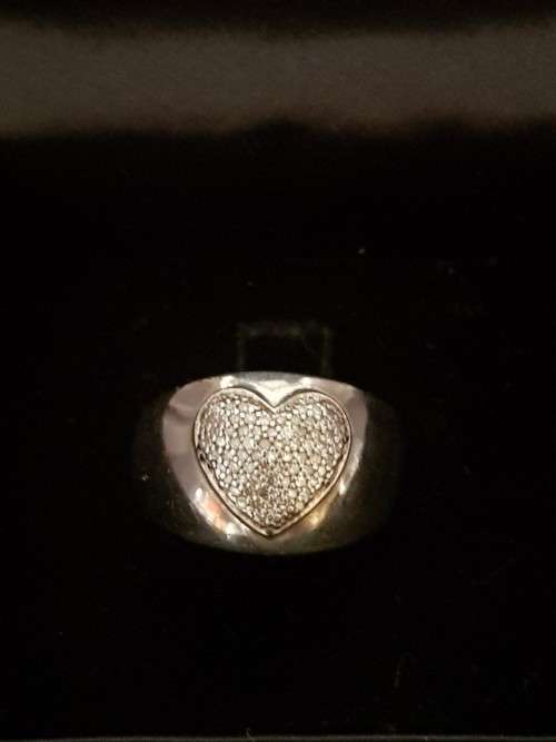 72 Diamond Heart Sterling Silver Ring