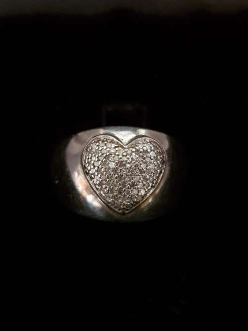 72 Diamond Heart Sterling Silver Ring