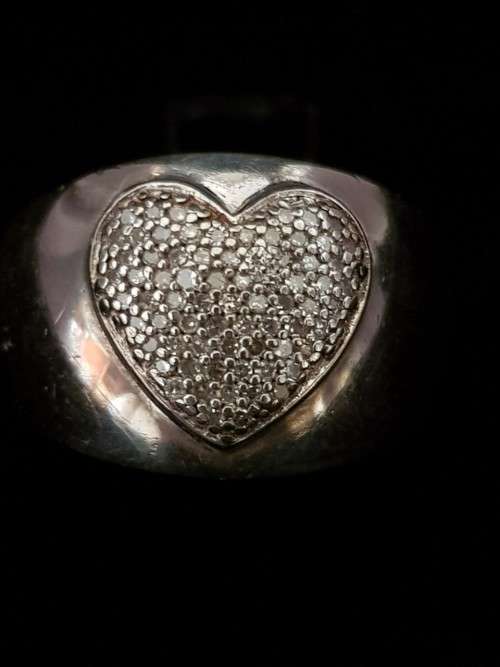72 Diamond Heart Sterling Silver Ring