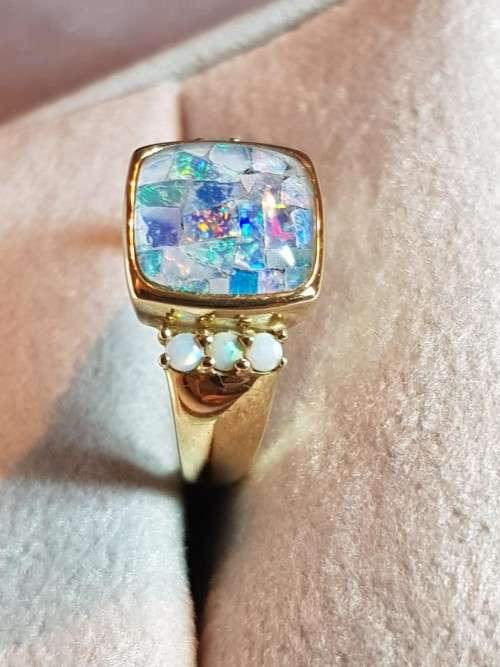 9ct Gold Opal Mosaic Ring