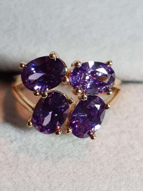 Purple Amethyst Gold Ring