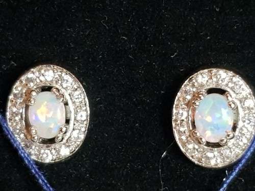 Opal Pendant and Earring Set - Sterling Silver