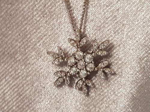 Solid 10kt White Gold Snowflake Diamond Pendant