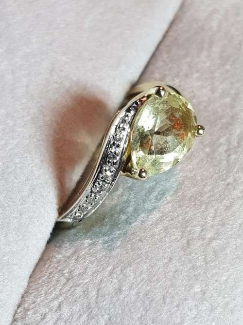 9ct Gold Citrine and Diamond Ring