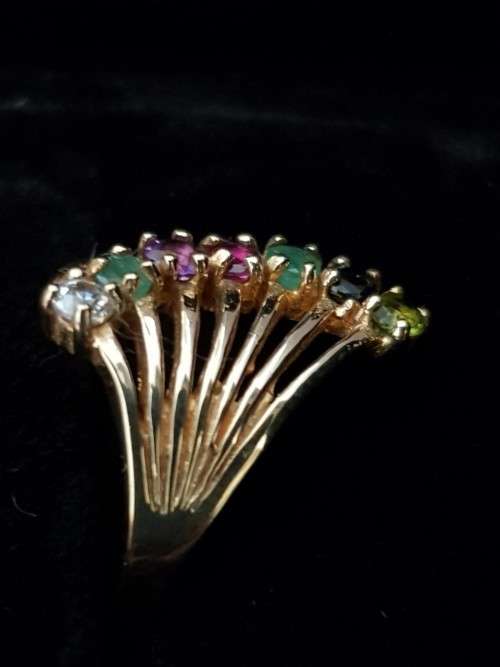 Vintage Multistone "Dearest" Yellow Gold Ring