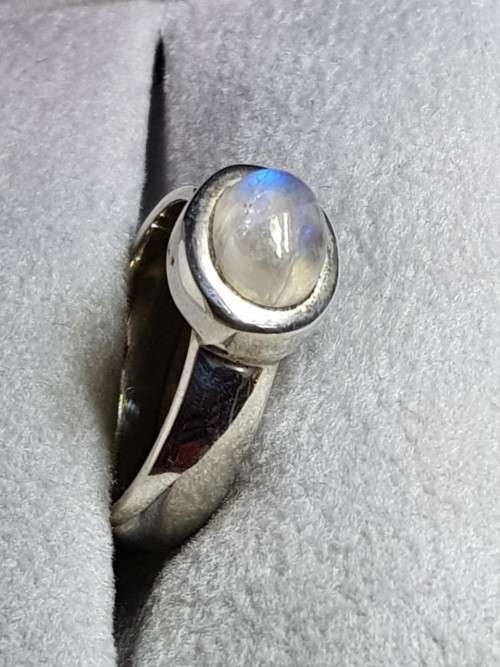Oval Moonstone Sterling Silver Ring