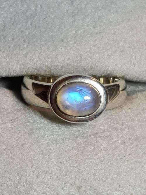 Oval Moonstone Sterling Silver Ring