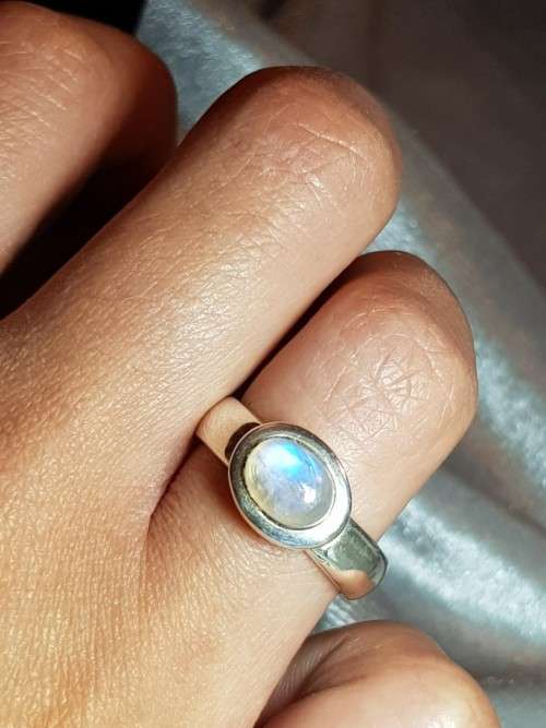 Oval Moonstone Sterling Silver Ring