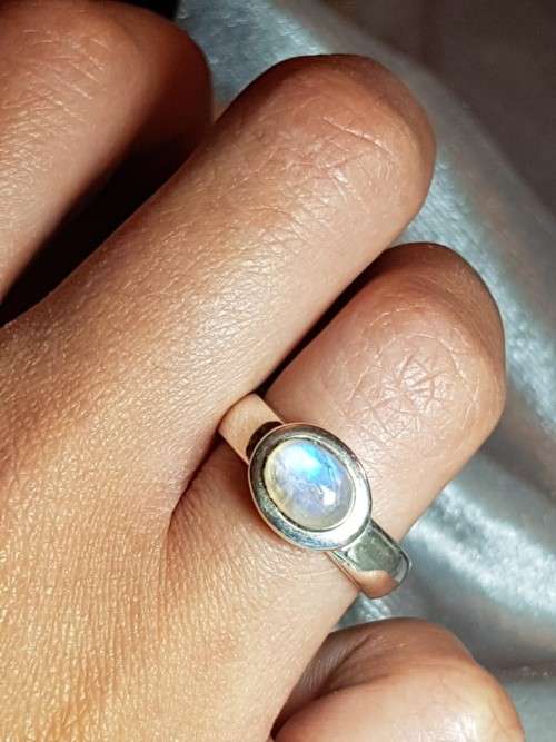 Oval Moonstone Sterling Silver Ring