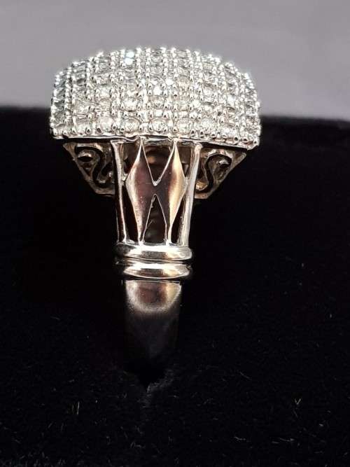 14K White Gold 1.6 carat Diamond Square Cocktail Ring
