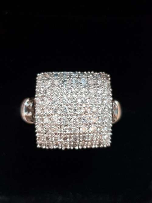 14K White Gold 1.6 carat Diamond Square Cocktail Ring