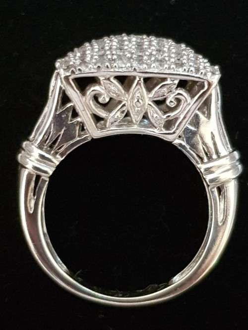 14K White Gold 1.6 carat Diamond Square Cocktail Ring