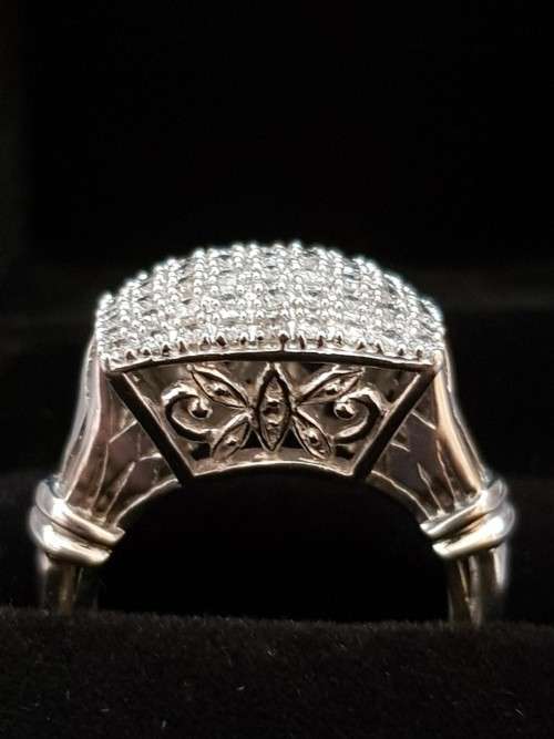 14K White Gold 1.6 carat Diamond Square Cocktail Ring