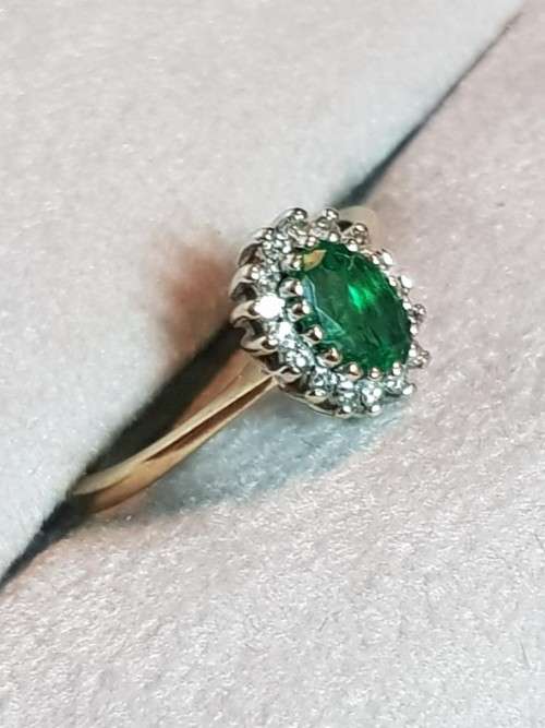 9ct Gold Emerald and Diamond Ring
