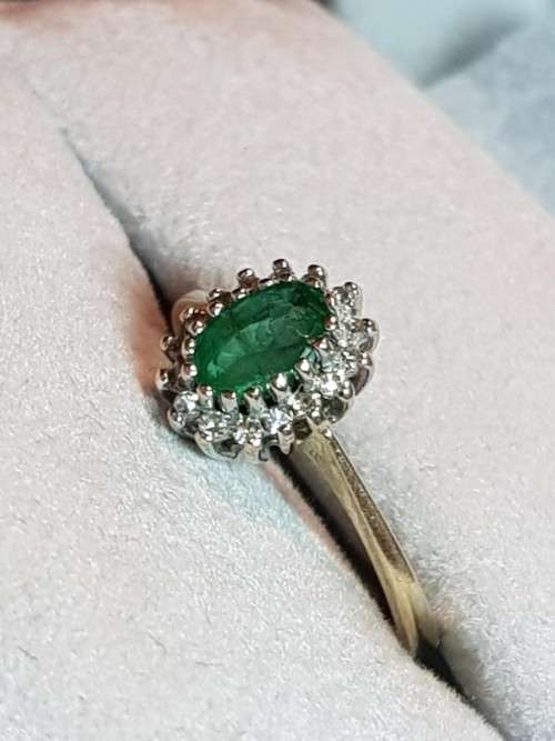 9ct Gold Emerald and Diamond Ring