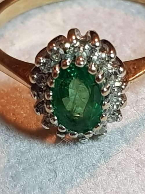 9ct Gold Emerald and Diamond Ring