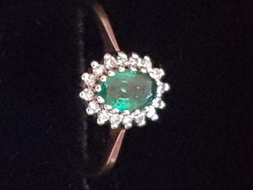 9ct Gold Emerald and Diamond Ring