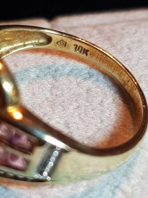 Pink Sapphire and Diamond 10ct Gold Ring