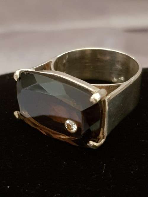 Smokey Topaz Quartz Sterling Silver Ring