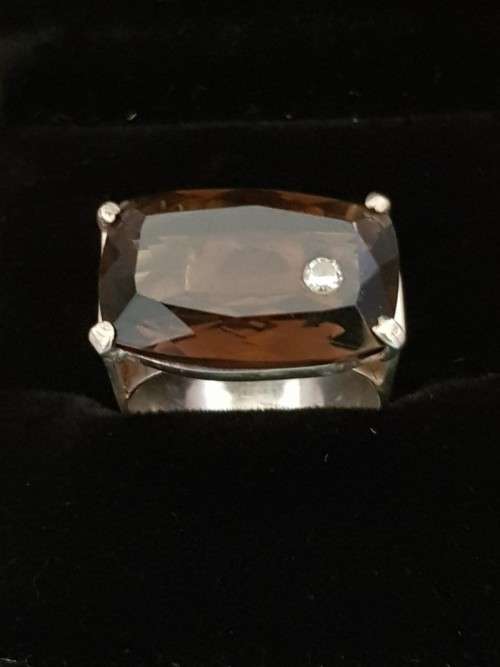 Smokey Topaz Quartz Sterling Silver Ring