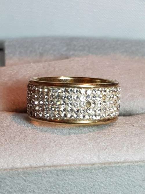9ct Gold Pave Crystal Ring