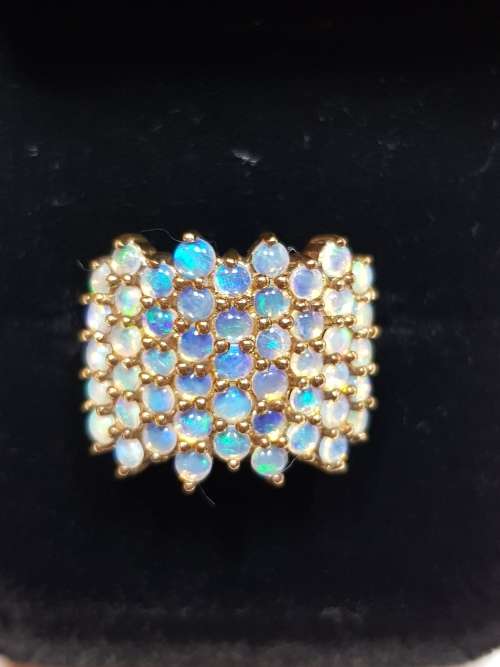 Multi Opal Cluster 9K Yellow Gold Ring