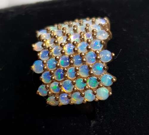 Multi Opal Cluster 9K Yellow Gold Ring