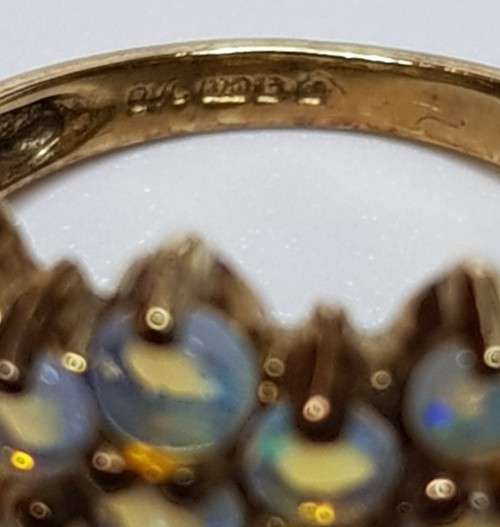 Multi Opal Cluster 9K Yellow Gold Ring