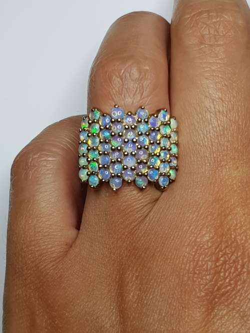Multi Opal Cluster 9K Yellow Gold Ring
