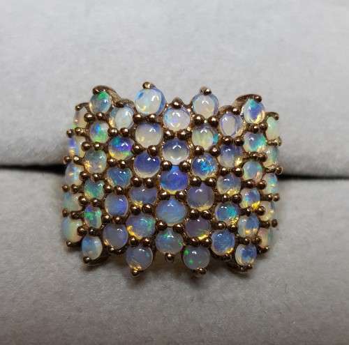 Multi Opal Cluster 9K Yellow Gold Ring