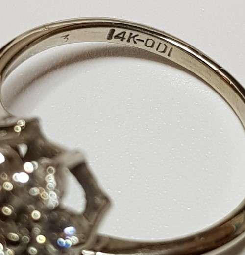 14 k White Gold .94TCW Diamond Flower Cluster Ring