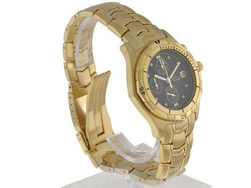 BRAND NEW - CHARLES CONRAD GOLD CHRONO BLACK dial with 8 REAL Diamonds