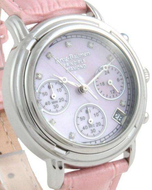BRAND NEW - Krug Baumen DIAMOND Pink Mother Of Pearls Face Ladies Watch
