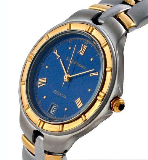Krug Baumen Gold plated Regatta Blue Gents watch