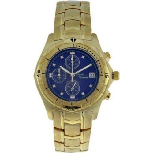 BRAND NEW - CHARLES CONRAD CHALLENGER GOLD CHRONO with 8 REAL Diamonds