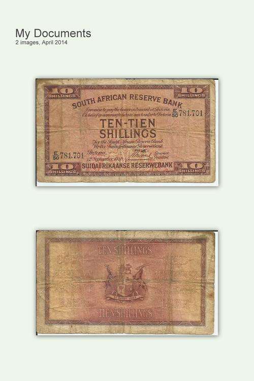 J Postmus-Ten Shillings-1st issue-12 September 1940 circulated-condition as per photo