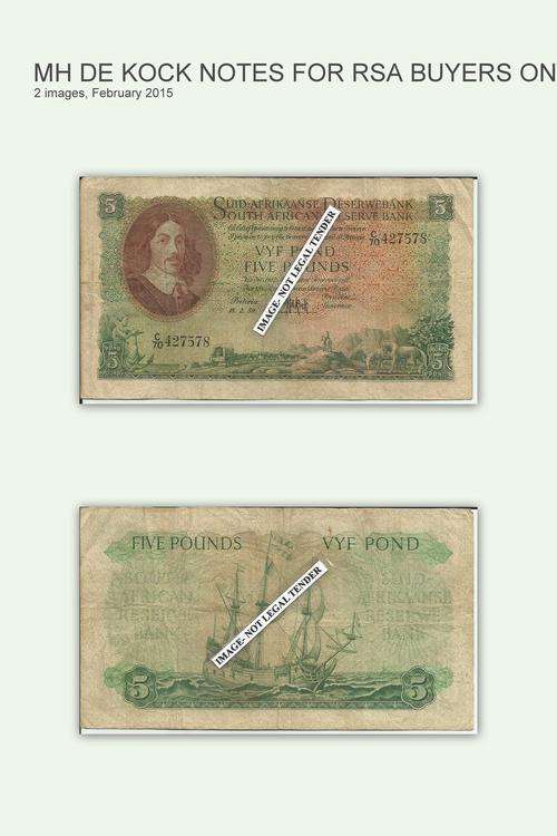 Five Pounds-MH De Kock-3rd issue-18/2/59-condition as per image
