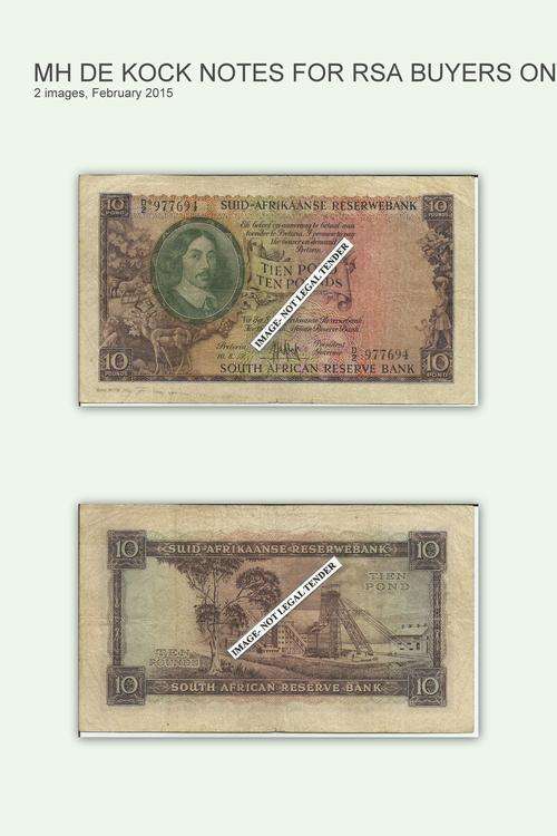 Ten Pounds-MH De Kock-3rd issue-10/8/55-condition as per image