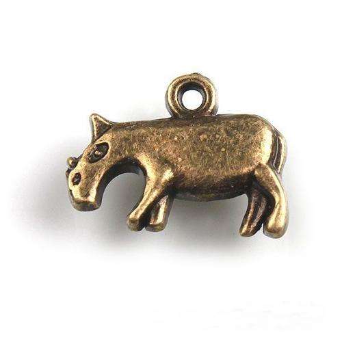 Bronze Rhino Charm-  15 x 11mm